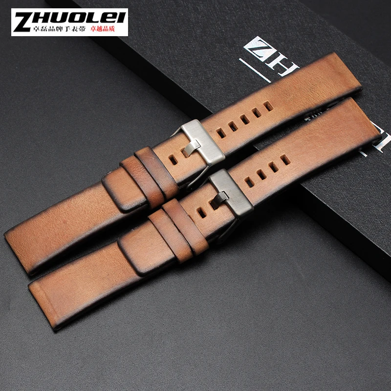 Quality Genuine Retro genuine Leather watchband men for DZ4343 DZ4323 DZ7406 watch strap vintage Italian leather 22mm 24mm 26mm