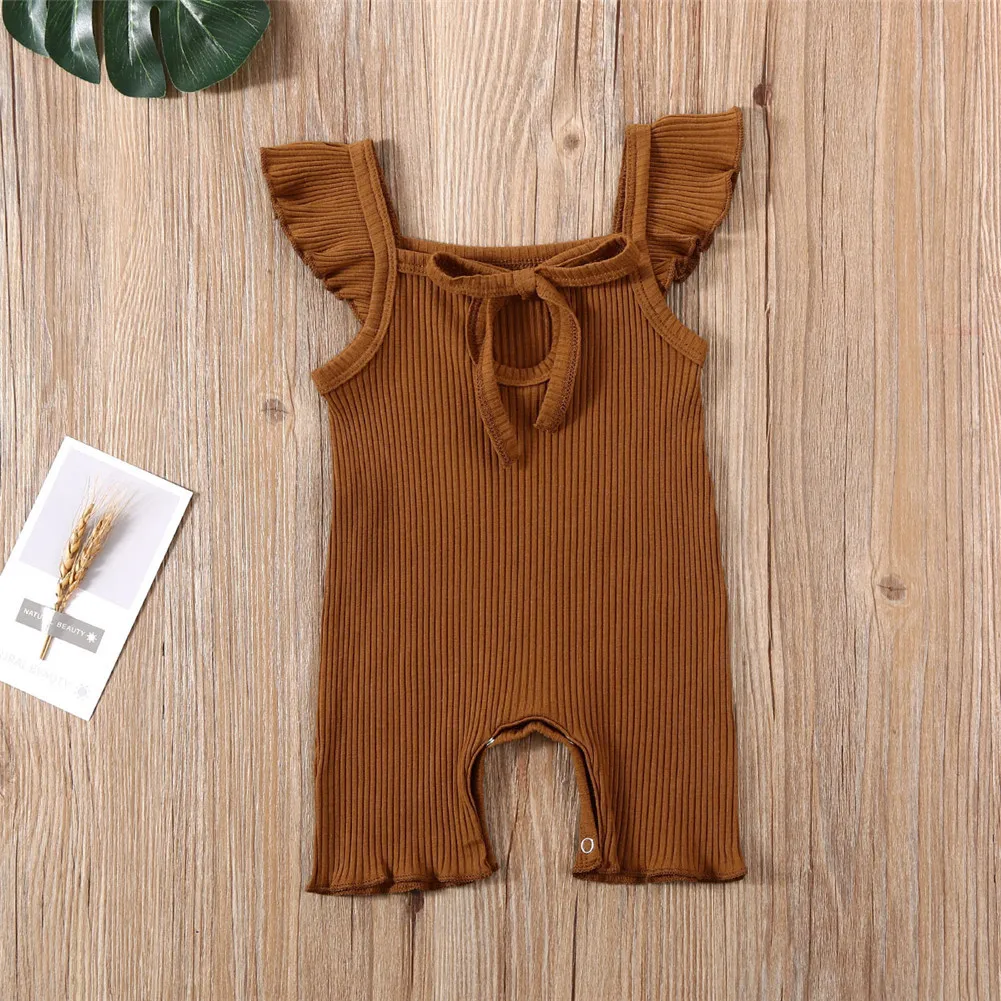

Pudcoco Fast Shipping Baby Girl Summer Clothing Cute Ruffled Romper Solid Ribbed Jumpsuit Cotton Outfit