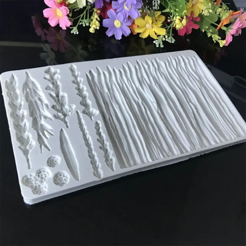 

plants wheat grass Wild Meadow Silicone Mould Lavender Cake Border Fondant DIY Baby Birthday Cake Decorating Tools Candy Molds