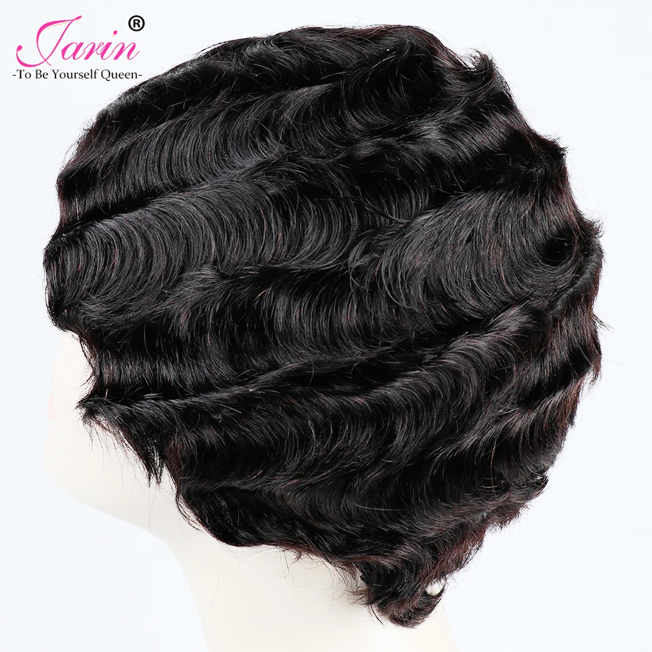 Короткие человеческие волосы парики для женщин бразильские волны океана Remy