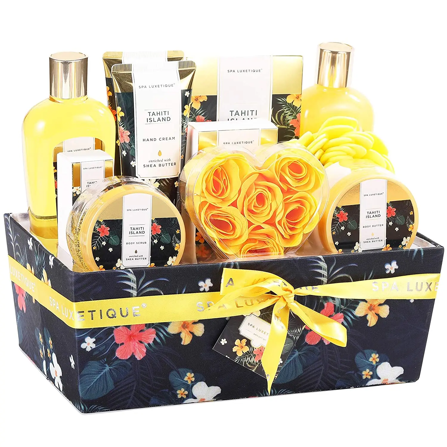 

12pcs Bath & Body Gift Set for Women, Shea Butter Spa Gift Basket in Tahiti Island, Home Spa Relaxation with Bubble Bath, Soap