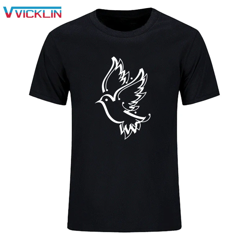 

2021 Men's fashion style short sleeve T-shirt cotton O neck t shirt men peace and love dove print casual top tee plus size