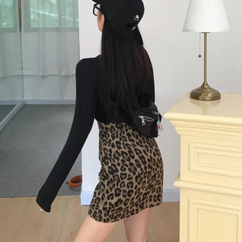 

2020 Spring Summer New Arrivals A-line High Waist Leopard Print Women Fashion Casual Above Knee Mini Skirt V758