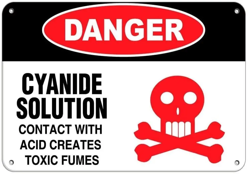 

JUCHen Danger Cyanide Solution Contact with Acid Creates Toxic Fume Metal Aluminum Wall Sign Home Restaurant Diner Wa