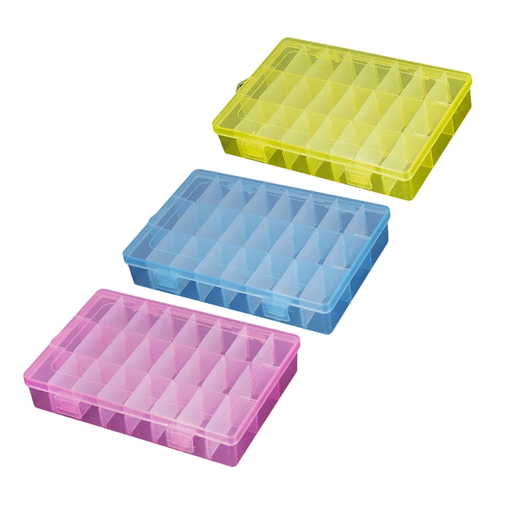 

Clear Jewelry Box - Plastic Bead Storage Container, Earrings Storage Organizer with Adjustable Dividers, 24 Compartments
