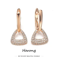 luxury copper inlaid crystal geometric triangle drop earrings female fashion gothic jewelry earring for woman the best gift