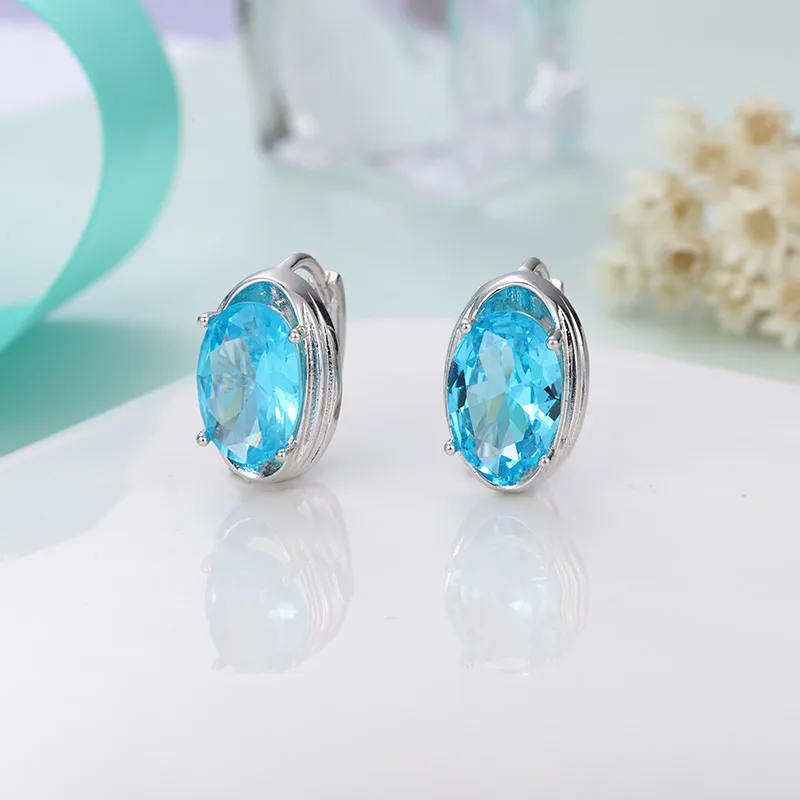 3-silver Женские простые круглые серьги-гвоздики MAIKALE, серьги с цветным фианитом, модные ювелирные изделия с драгоценными камнями для подарка - Окраска металла: 3-silver
