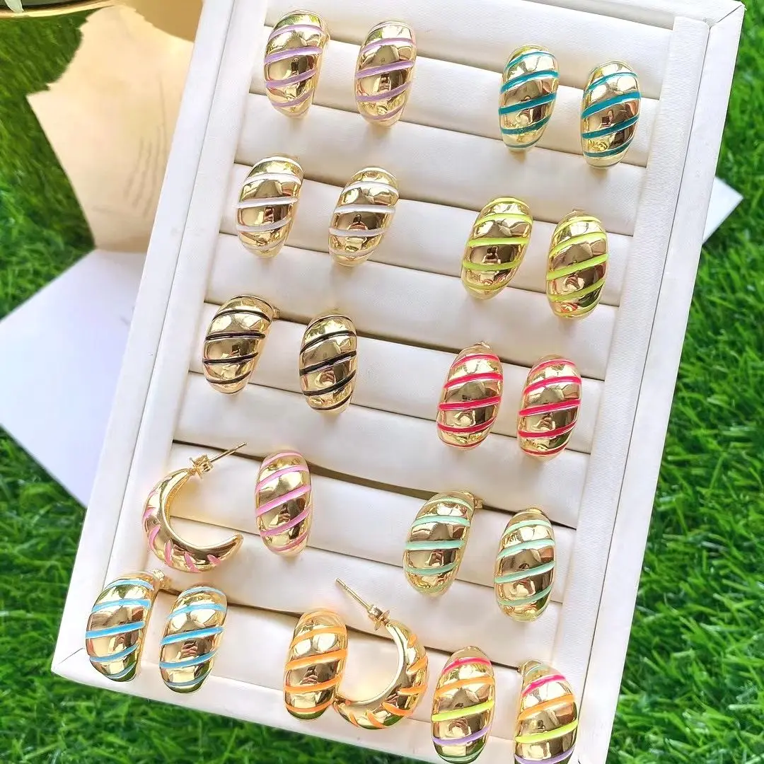 

5 пар летние богемные Эмалевые Серьги C неоновые яркие ювелирные изделия геометрические круглые серьги золотого цвета женские праздничные ...