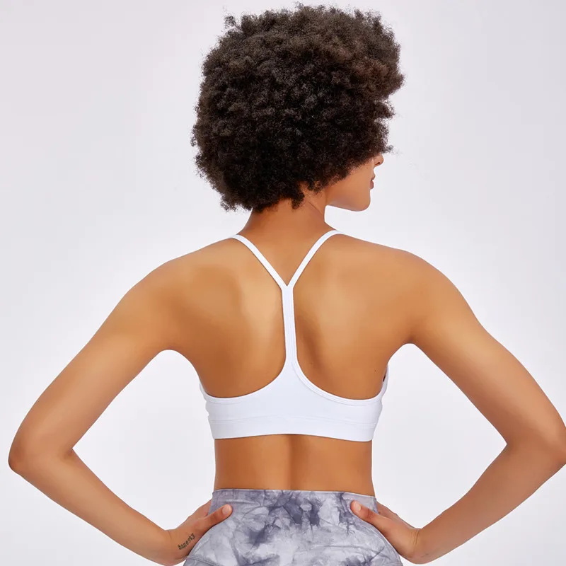 

Solid Y Type Crop Tops Women Push Up Spaghetti Strap U Collar Sleeveless Backless Tank Top Lady Yoga Gym Fitness Sportwear Bras