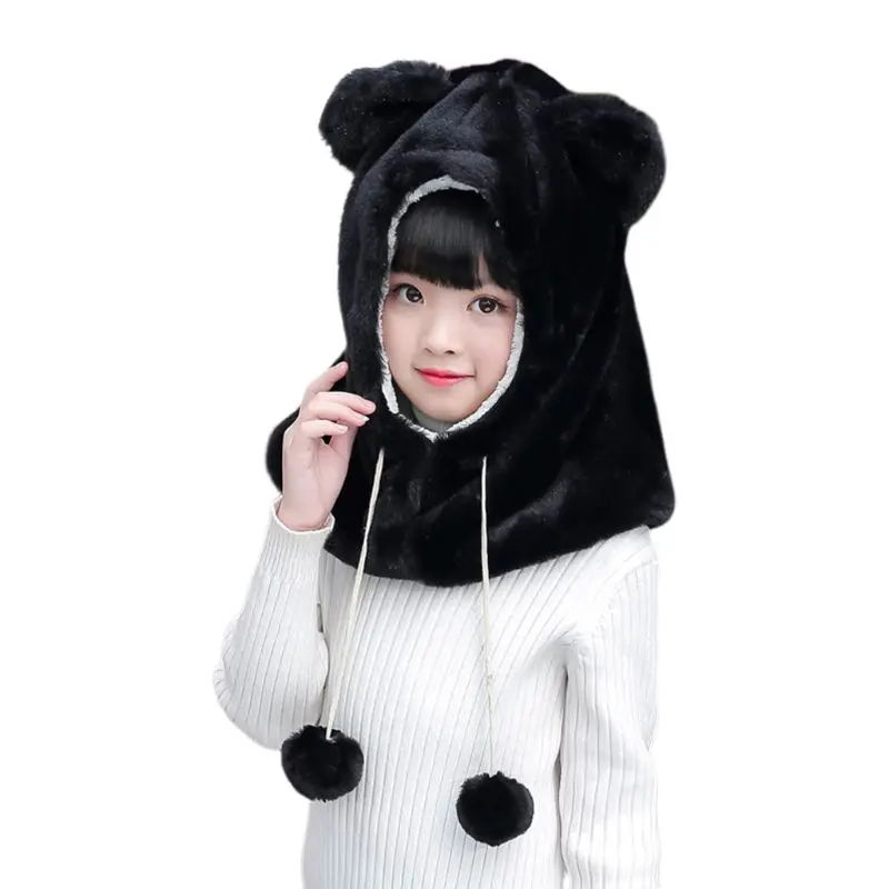 Зимняя Балаклава для взрослых и детей шапка с милыми медвежьими ушками
