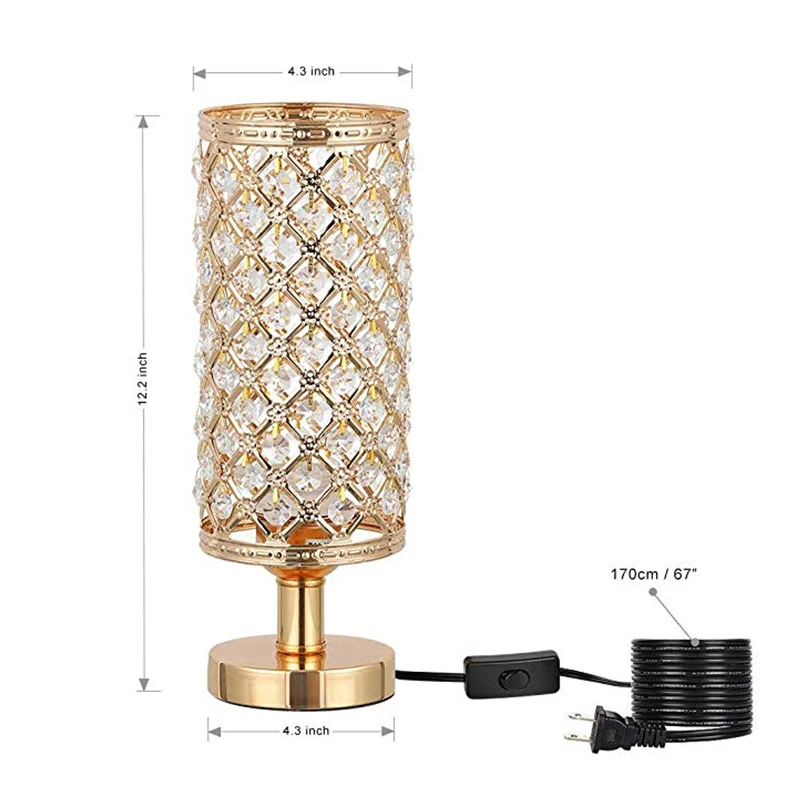 Retro Iron Gold Crystal Bedside Table Lighting for Living Room Loft Personal Office Dressing Home Interior Led Luminary | Освещение
