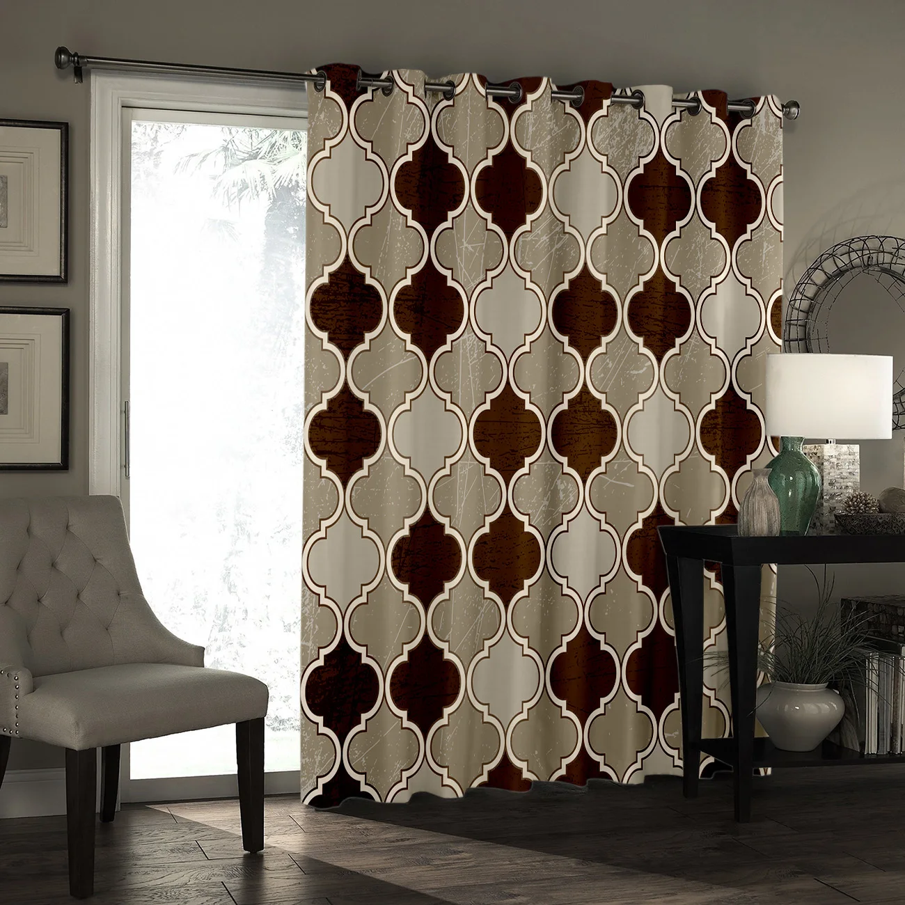 Марокканские шторы с коричневым узором занавески для окон тканевые детей | Дом и