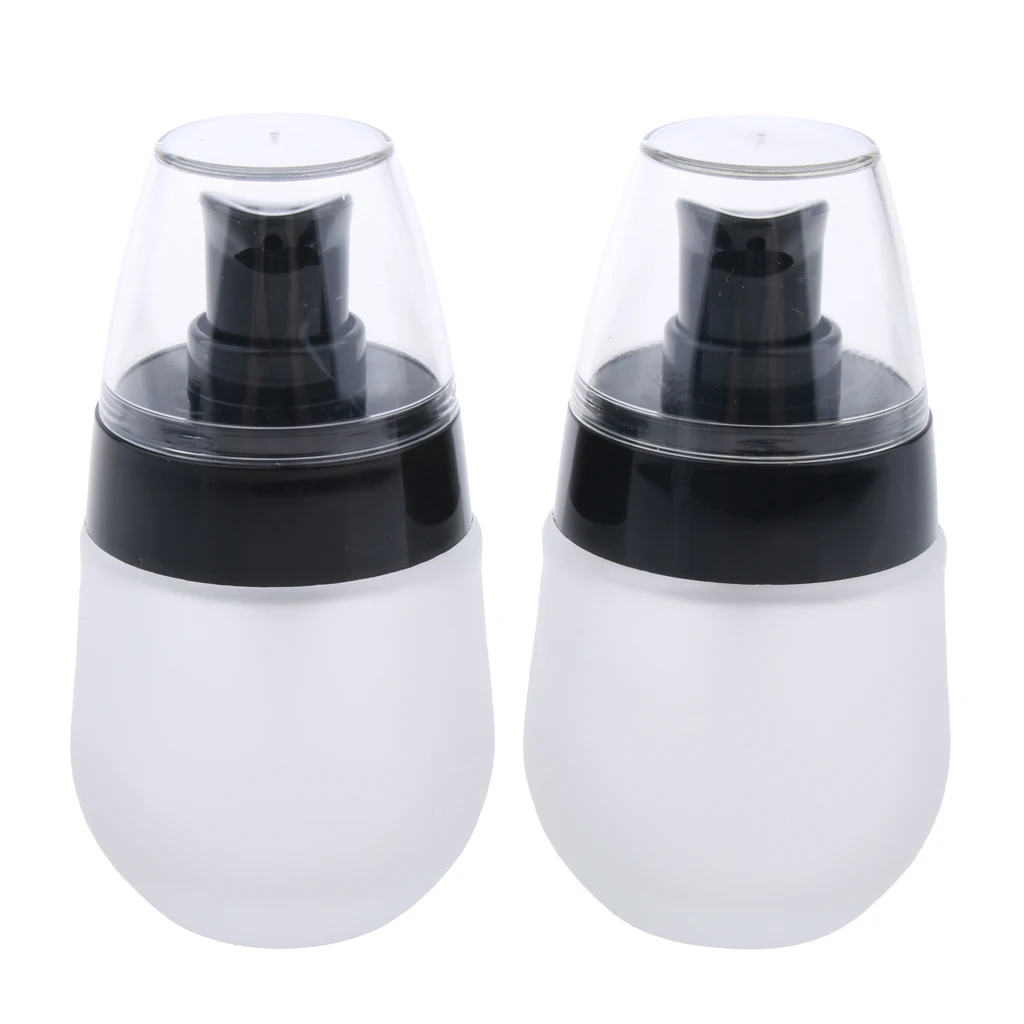 

2Pcs Portable 30ml Frosted Glass Refillable Empty Pump Lotion Spray Bottle