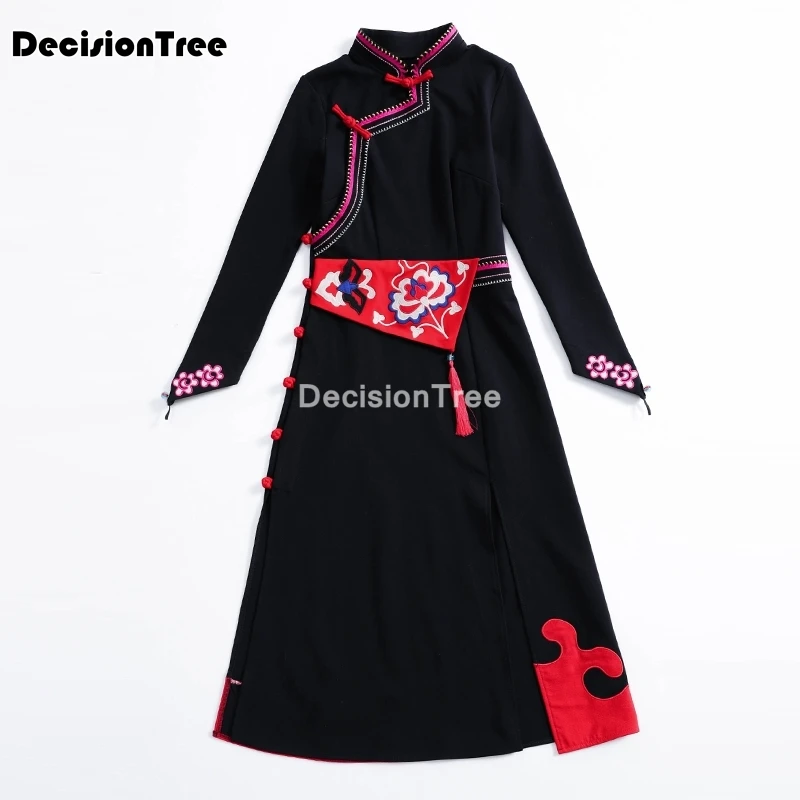

2021 full sleeve long dress qipao vintage elegant chinese dress chinese folk style oriental elegant cheongsam qi pao dress