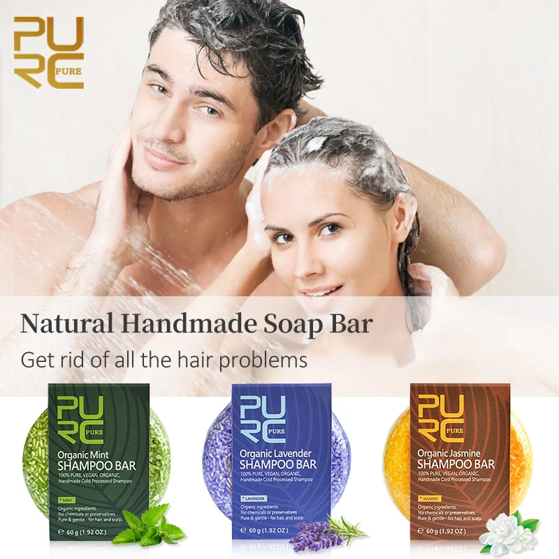 

Moisturizing Dandruff Off Shampoo Hair Care 3PCS Hair Cleaning Soap Bar Oil-control Fresh Organic Mint Lavender Jasmine