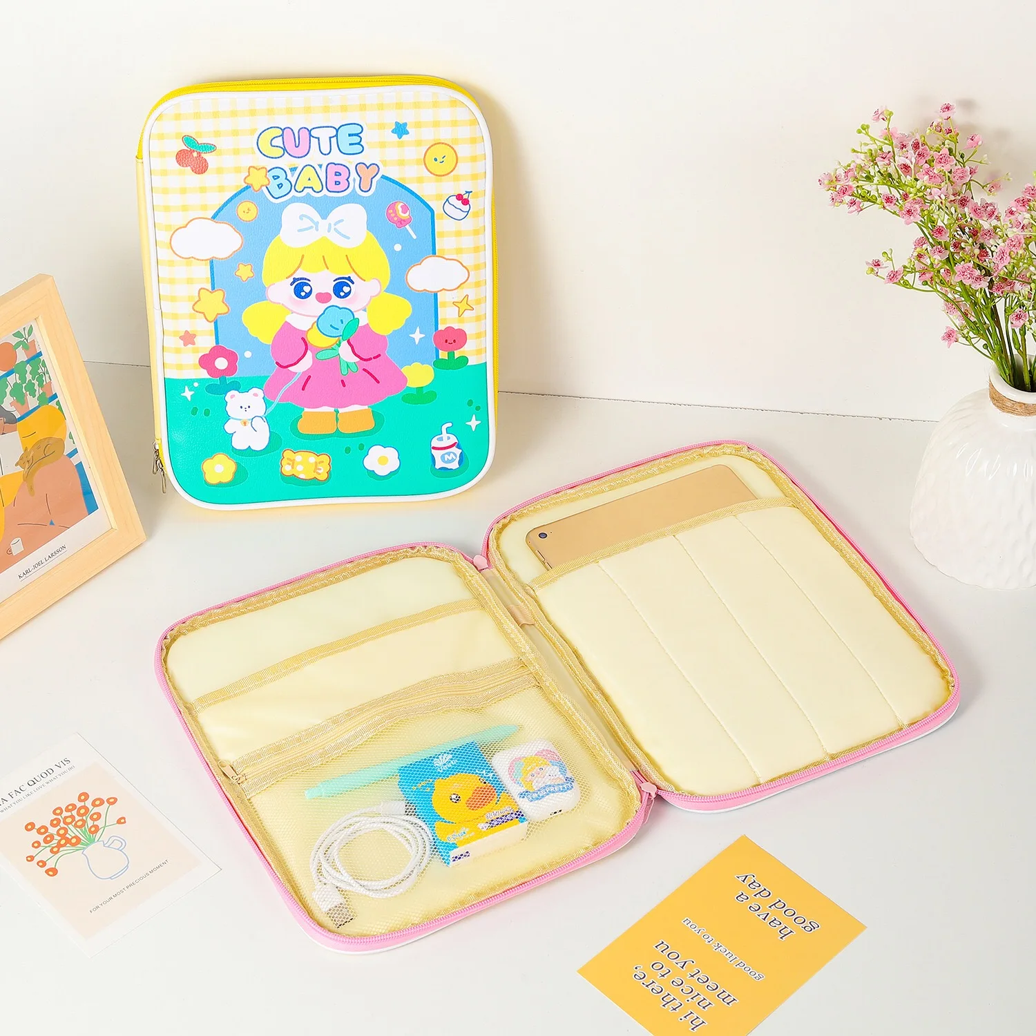 Bentoy Milkjoy 10.2 10.5 11inch Mac ipad Case Soft Shockproof Pen Pocket Holder Cute Korea Fashion iPad Bags For Travel Business |