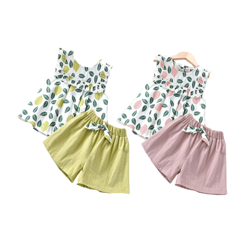 

Kids Girls Flowers Clothing Sets New Summer Baby Floral Vest and Shorts Outfits Fashion Costumes Children Suits 2-6Y
