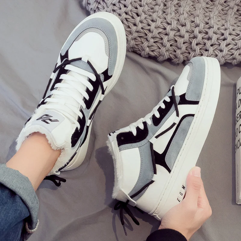 Мужская повседневная обувь Мужские высокие кроссовки новинка 2021 бархатная