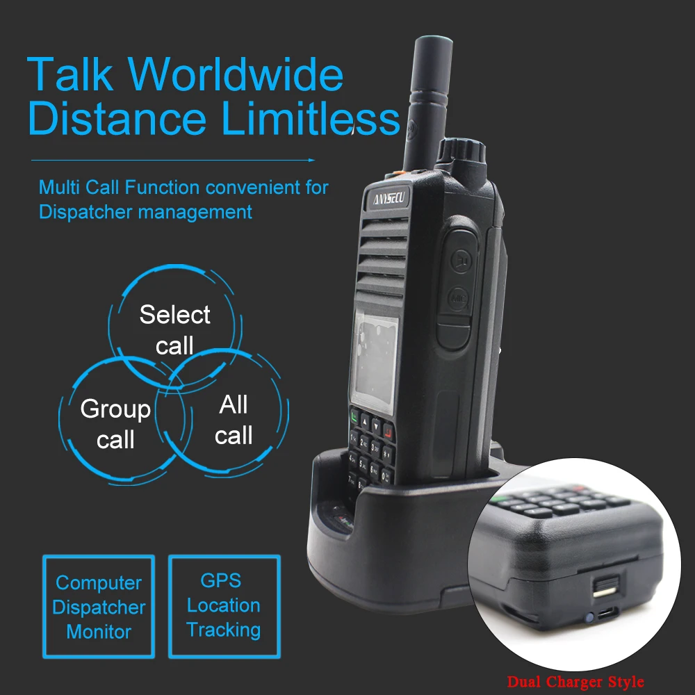 Günstig Anysecu 4G Radio Walkie Talkie G6000 Linux System Realptt Plattform UHF 400-470MHz Mit GPS-Position Funktion