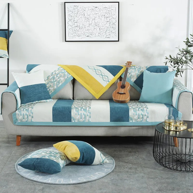 Новый Полосатый 1 шт уплотненный тканевый чехол для дивана из синели жаккардовое