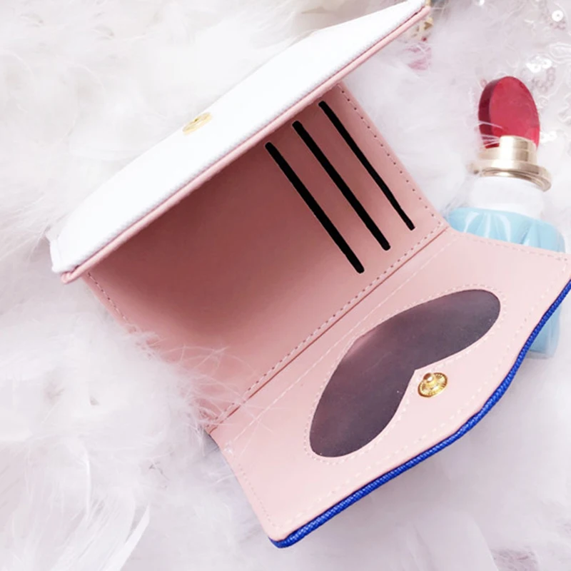 

Ladies Small Wallet Cute Coin Coin Purse PU Buckle Hand Grip Wallet Bow Short Mini Slim Card Wallet