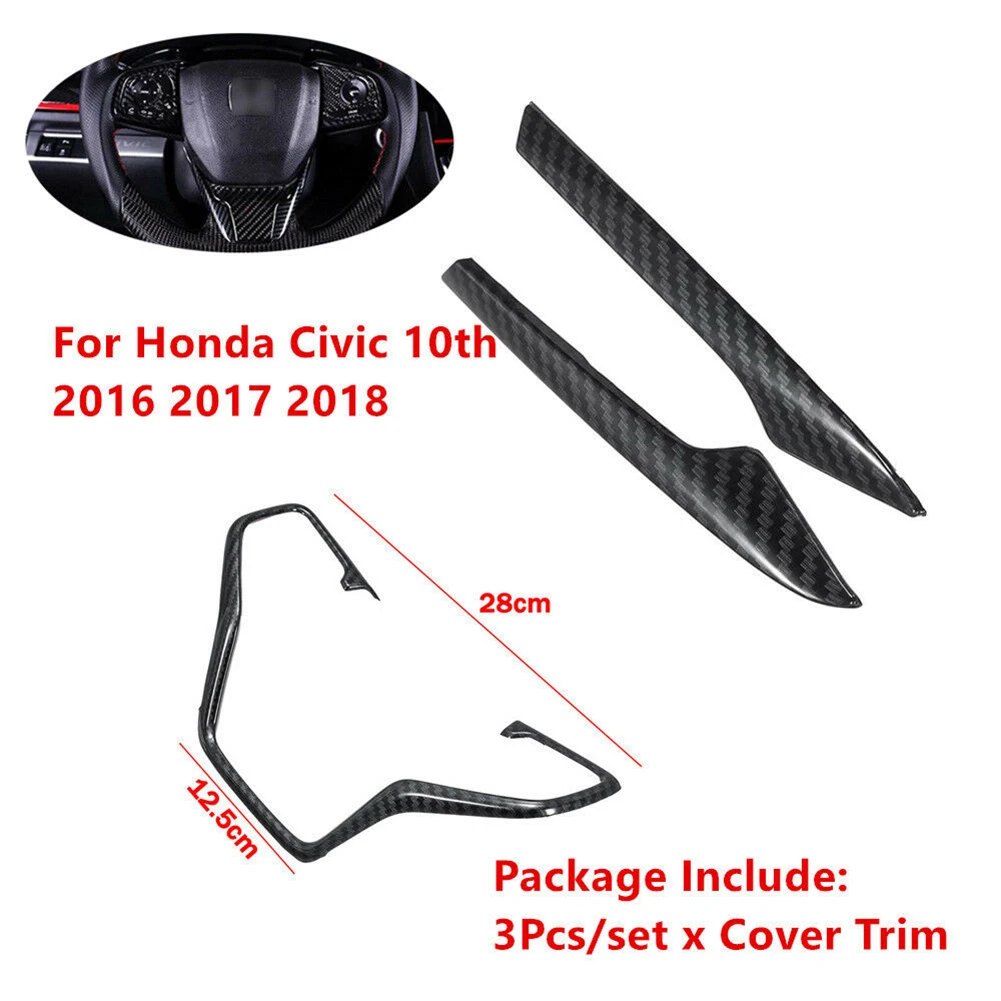 Украшение из углеродного волокна рулевого колеса автомобиля накладка рамка для Honda Civic 10th- Автомобильный руль рамка Крышка отделка