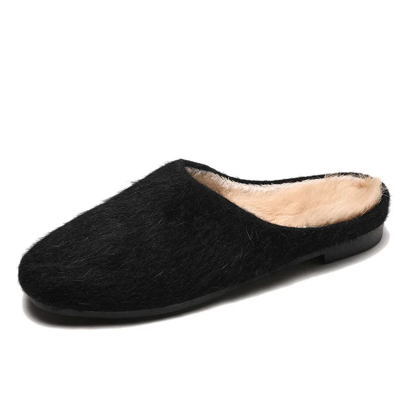 Слипоны из меха норки женские Зимние удобные мокасины лоферы с закрытым носком