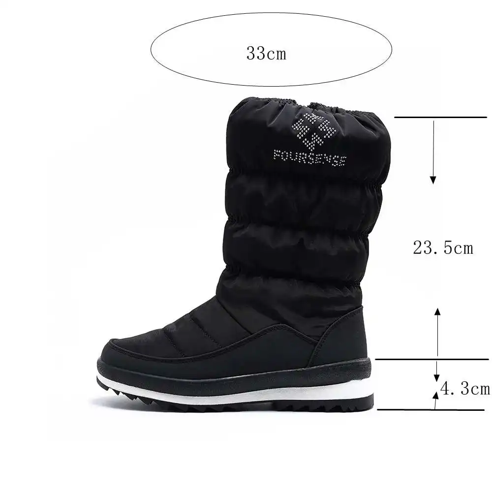 REAVE CAT/Большие размеры 36-41; новые теплые зимние сапоги; женские сапоги на платформе на молнии; однотонные Водонепроницаемые зимние сапоги до середины икры на толстом меху
