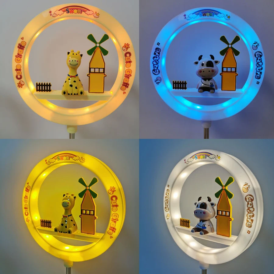 

Cartoon paradise ranch storage beauty mirror desk lamp multi function storage base USB charging night lightA629