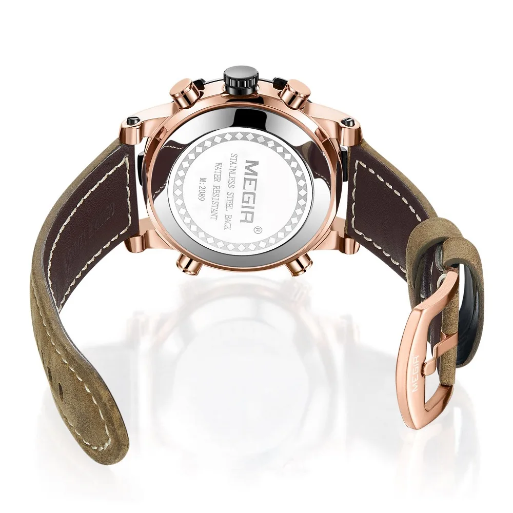 Часы MEGIR Мужские кварцевые аналоговые спортивные цифровые в стиле милитари с