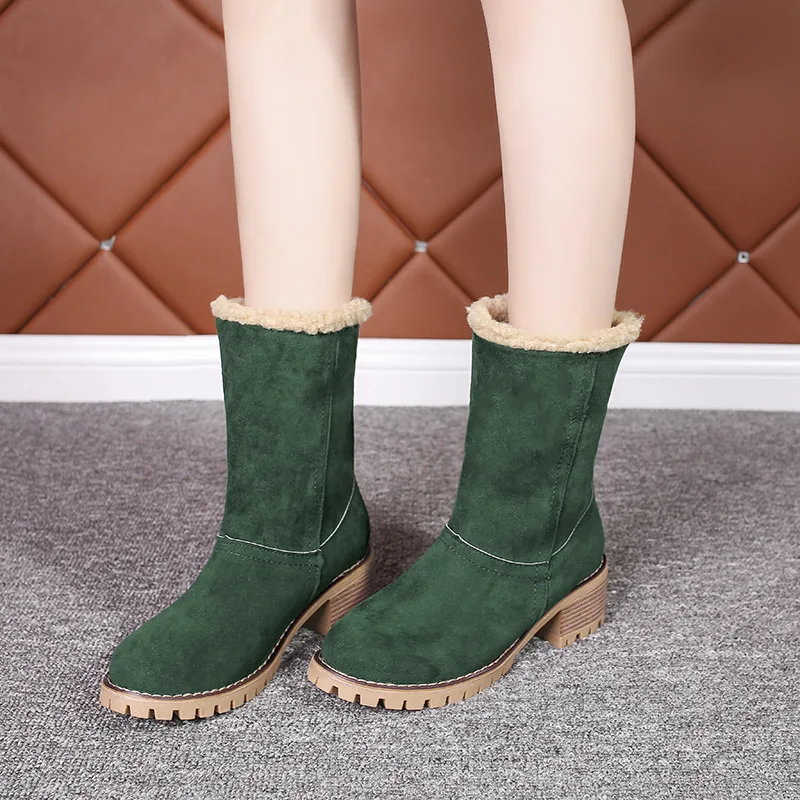 

Winter Shoes Women Snow Boots Plush Warm 2021 New Faux Suede Platform Boots Thick Heel Winter Boots Plus Size 43 Womens Shoes