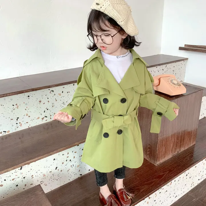 Модный Плащ-Тренч для девочек-подростков длинное ветрозащитное пальто 2019 г.