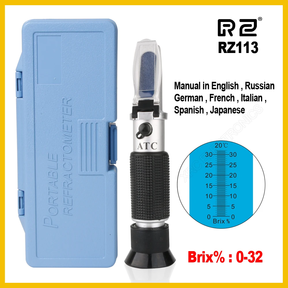 

Рефрактометр RZ Brix, 0 ~ 32% RHB-32ATC, содержание сахара в пищевых продуктах, ATC, RZ113, ручной инструмент для тестирования