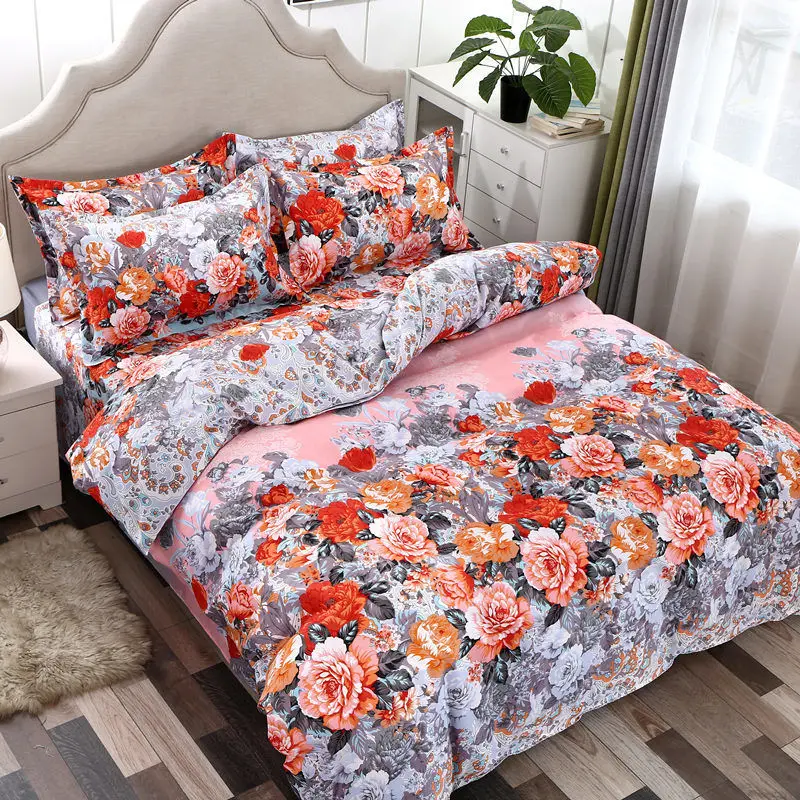 Комплект постельного белья из 4 предметов простое приятное для кожи твиловое