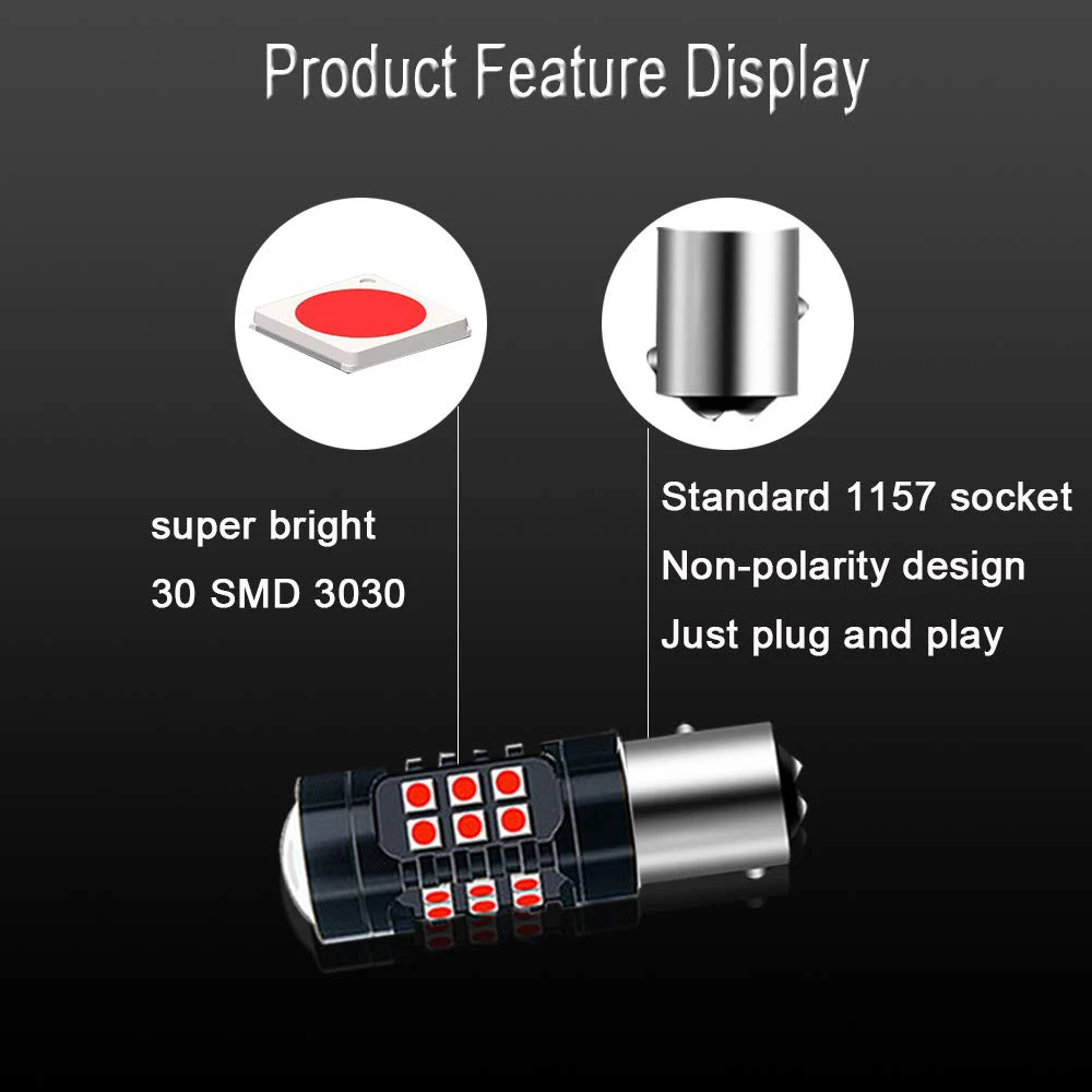 2 шт. 30SMD 3030 2357 1157 BAY15D красный супер яркий стоп сигнал задсветильник Стоп