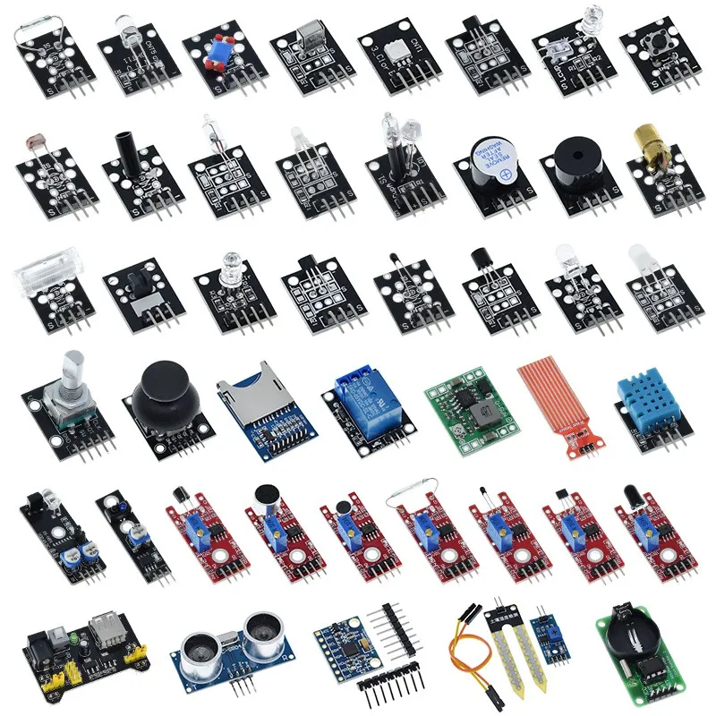 Для Arduino 45 видов датчиков s DHT11 HC-SR04 KY-008 KY-022 KY-023 KY-037 модуль датчика дождя почвы UNO R3
