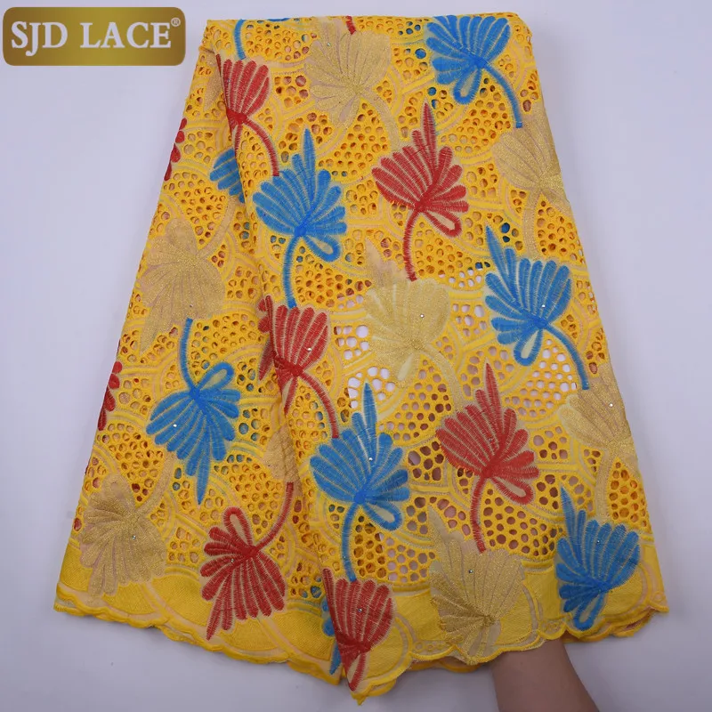 

SJD LACE African Lace Fabric High Quality Swiss Voile Lace In Switzerland Punch Cotton Nigerian Lace Fabric For Wedding Sew1854B