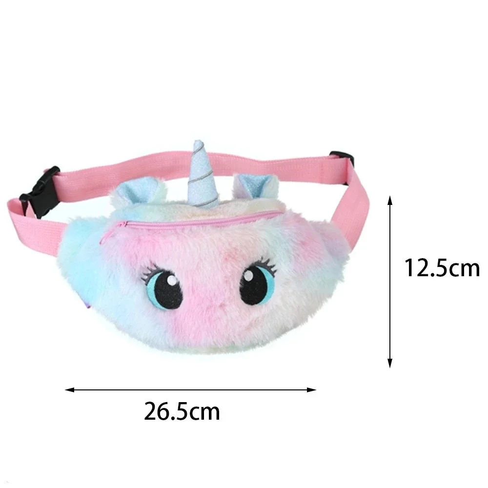 

Cute Unicorn Children's Fanny Pack Girls Waist Bag Kids Plush Toys Belt Gradient Color Anime Cartoon Coin Purse Travel Chest Bag