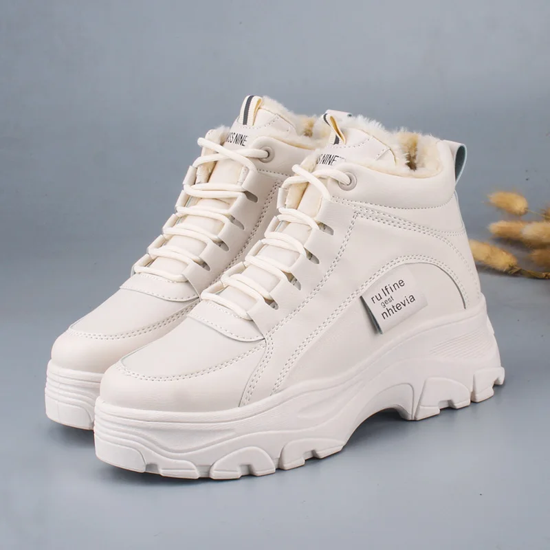 Online Sneakers Musim Dingin Sepatu Wanita Hangat Bulu Mewah Sepatu Wanita Dengan Sepatu Wanita Bertali Sepatu Kets Kasual Wanita Nyaman