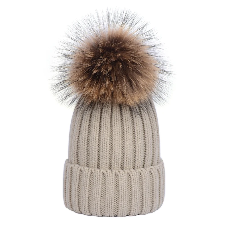 Kids Cotton Hats Baby Real Fur Pom Photo Props Newborn Children's Hat Boy Accessories Toddler Girl Cap Bonnet | Детская одежда и