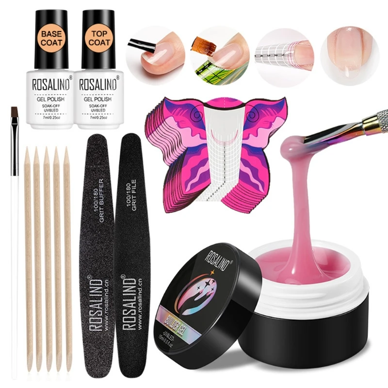 

Soak Off UV Builder Gel Polish with Brush Pen File Set for Nails Art Decoration Kit Nail Extension Manicure Tool