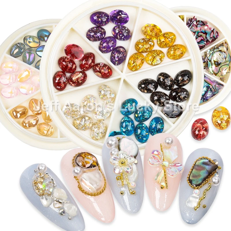 6 Colors Nails Abalone Shell Fragments Texture Natural Sea 3d Charm Nail Art Decoration Rhinestones DIY Beauty Salon Tools | Красота и