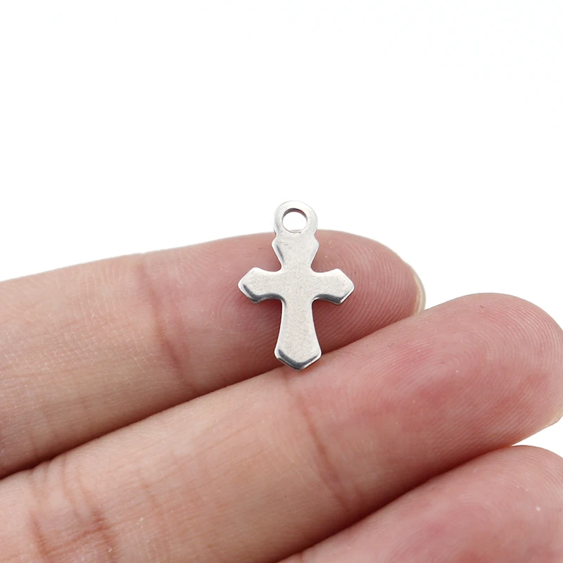 cross 1 Semitree, 50 шт., нержавеющая сталь, маленький крест, подвеска в виде сердца, сделай сам, ожерелье, фурнитура, браслет, ювелирное изделие, конечный хвост, цепи - Окраска металла: cross 1