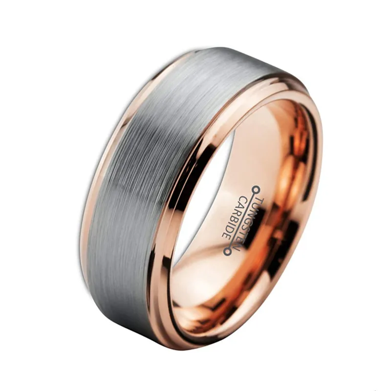 Обручальное кольцо из карбида вольфрама для женщин и мужчин 8 мм розовое золото
