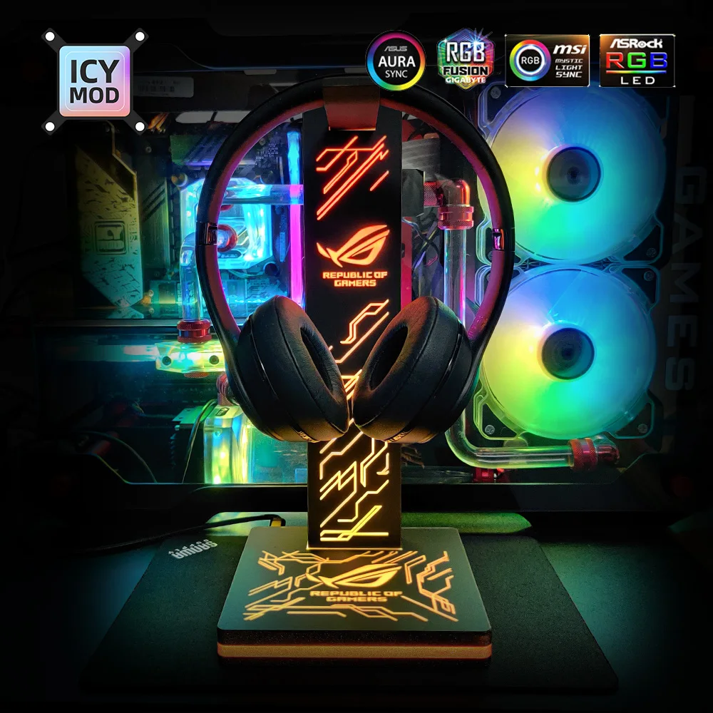 ARGB Headphone Holder RGB Headset Bracket Custom LOGO Earphone Stand 5V3PIN AURA SNC ROG Metal Frame Symphony Customization MOD |