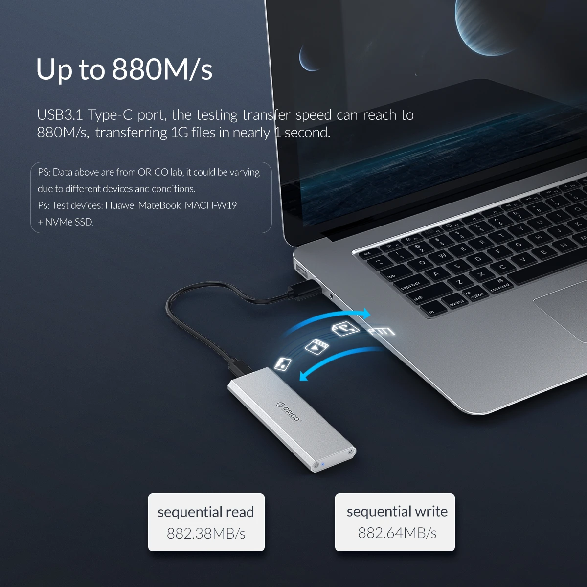 ORICO NVME M.2 корпус M.2 для usb type C 3,1 SSD адаптер M2 SSD Чехол Поддержка UASP 10 Гбит/с для NVME PCIE SSD диск коробка