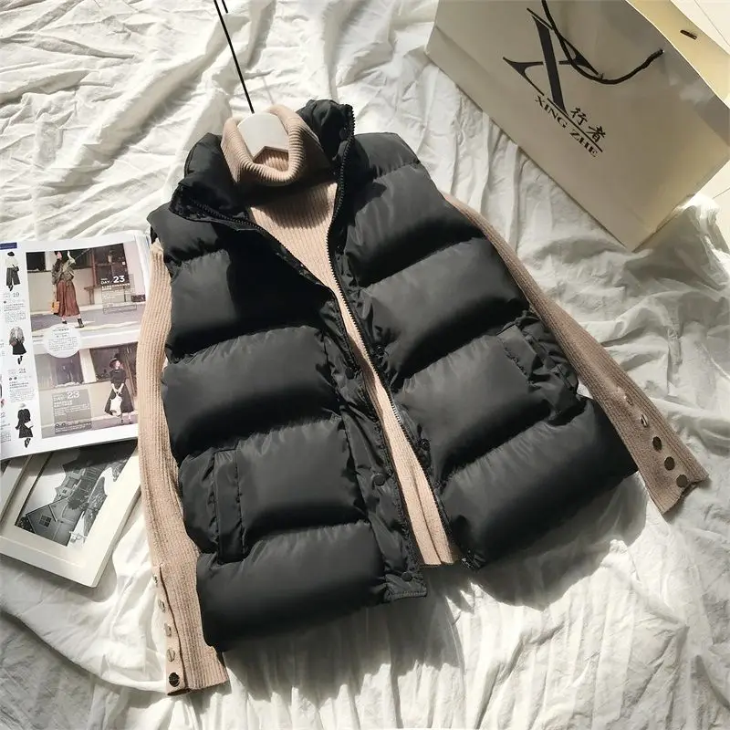 

Women's Winter Cotton Down Vest Loose Waistcoat Bodywarm Jackets Cotton Padded Jacket Sleeveless Female Autumn Waistcoat 2021