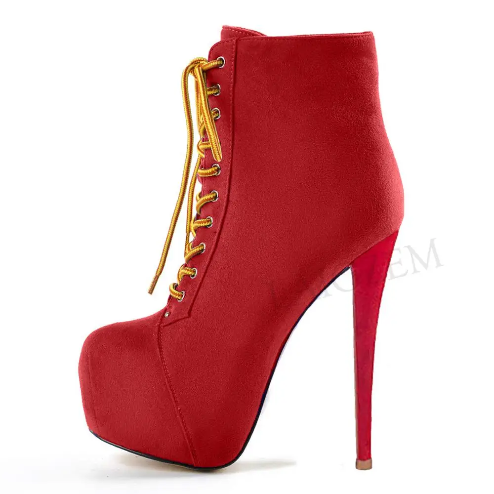 LAIGZEM/ботинки на платформе Искусственная замша Туфли шпильке ручной работы Zapatos