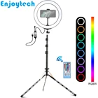 Новый светодиодный кольцевой светильник Vlog RGB со складной триподом из алюминиевого сплава для видеоблоггеров, мобильный телефон