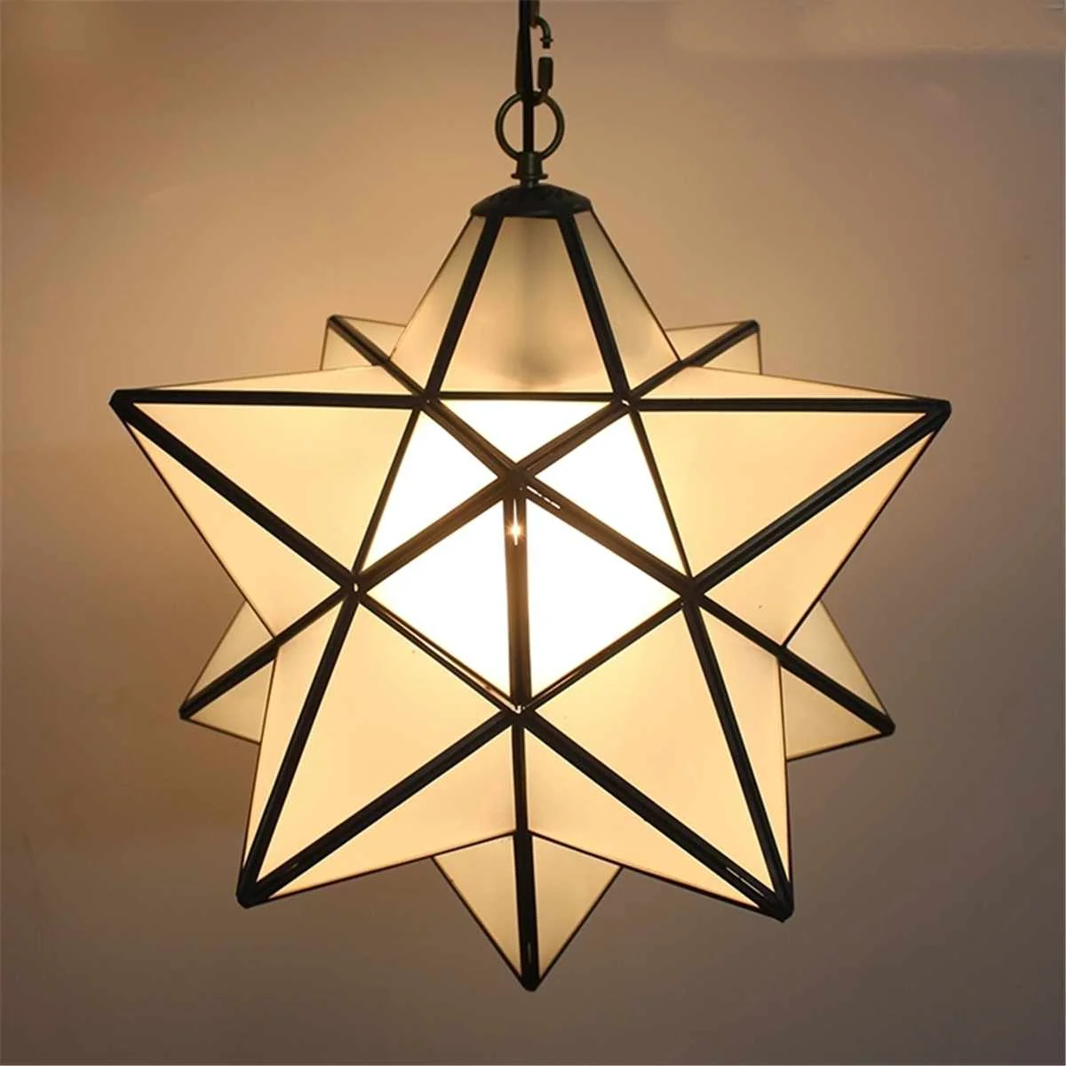 

Moravian Star Glass Pendant Light Modern Lamp Fixture Decor